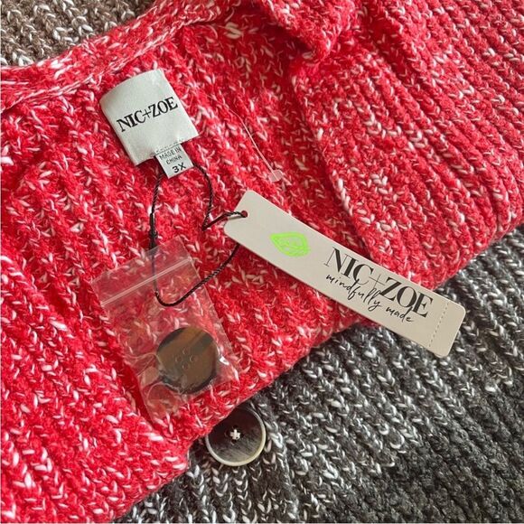 NIC+ZOE Colorblock Ember cardigan button front sweater size 3X - Picture 3 of 11